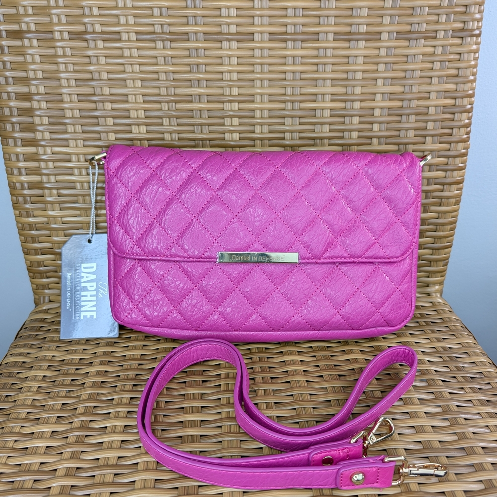 Damsel In Defense Kari's Pink Quilted Crossbody Bag Clutch Concealed Carried NWT